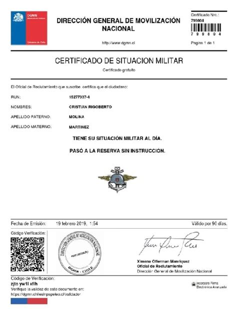 certificado situación militar al día chile
